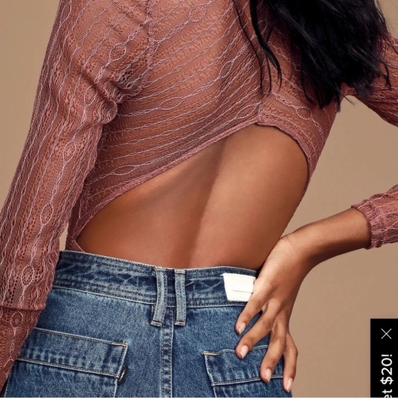 Lulu's Mauve Long Sleeve Bodysuit - Picture 4 of 5